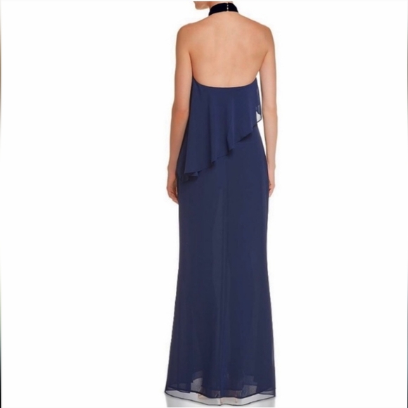 Midnight color chiffon gown by laundry - Picture 2 of 9